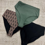 verve bottoms Strange Bikinis. Left to right: warrior, artichoke, black